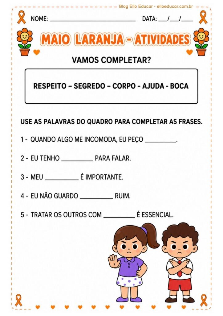 Atividades sobre Maio Laranja 1° e 2° an