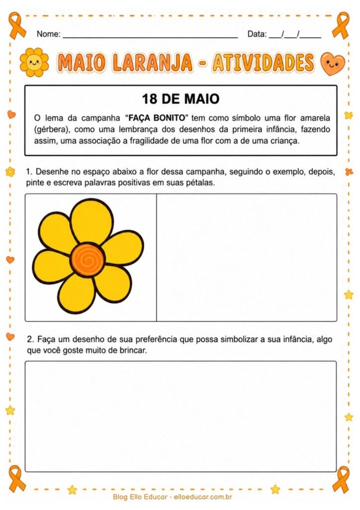 Atividades sobre Maio Laranja 1° e 2° ano