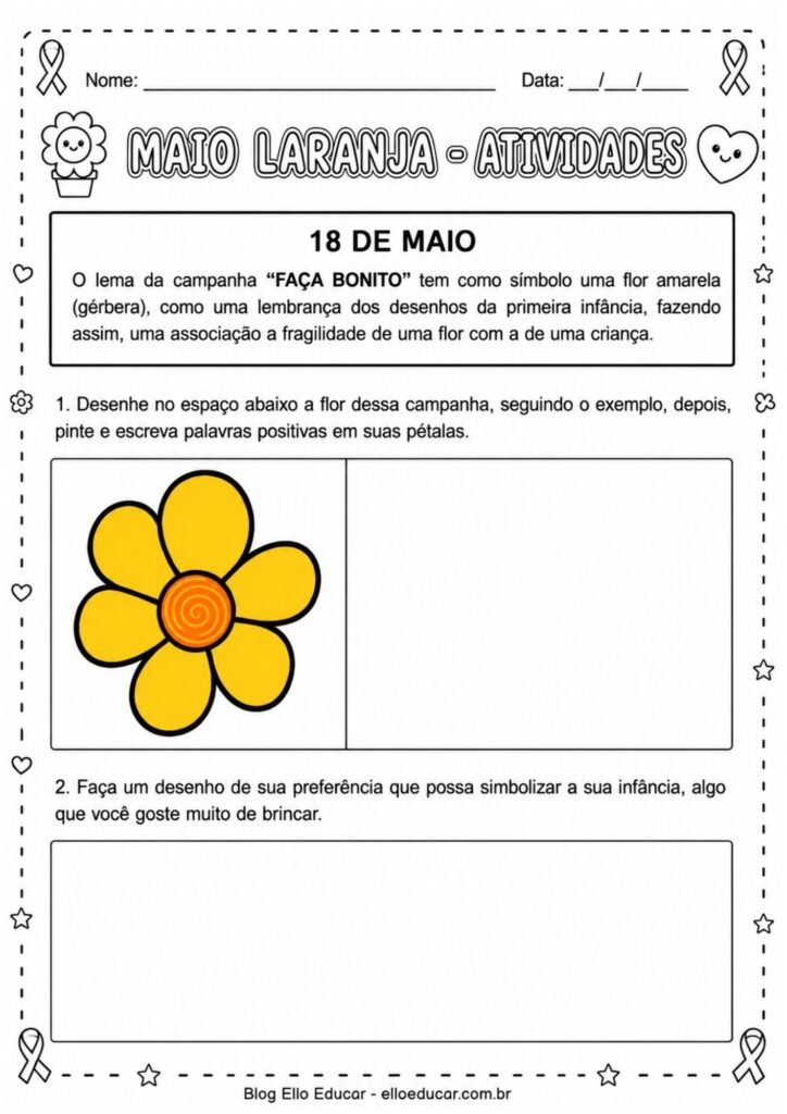 Atividades sobre Maio Laranja 1° e 2° ano
