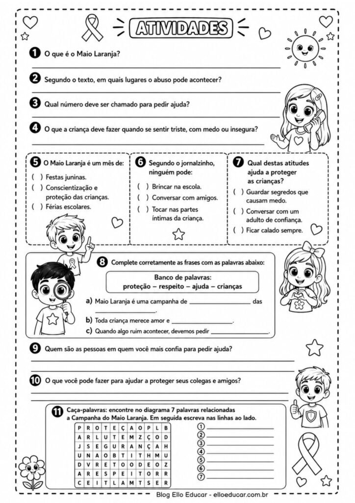 Atividades sobre Maio Laranja 4° e 5° ano
