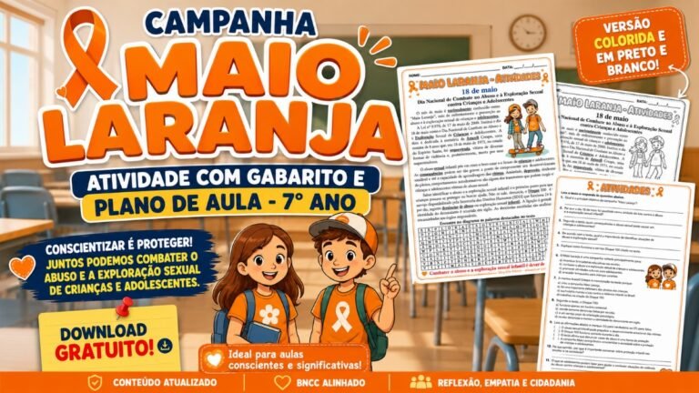 Atividades sobre Maio Laranja para 7° ano