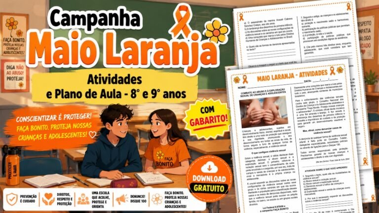 Atividades sobre Maio Laranja para 8° e 9° ano