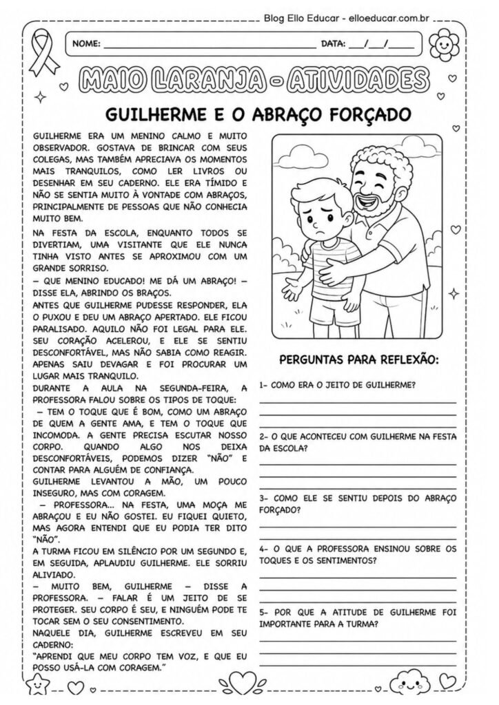 Atividades sobre Maio Laranja para imprimir