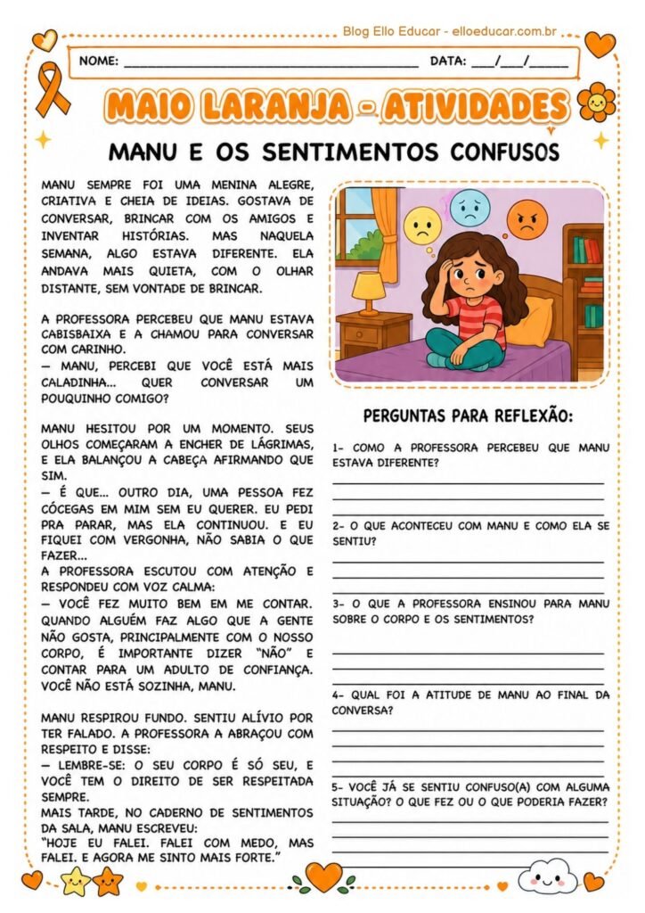 Atividades sobre Maio Laranja para imprimir
