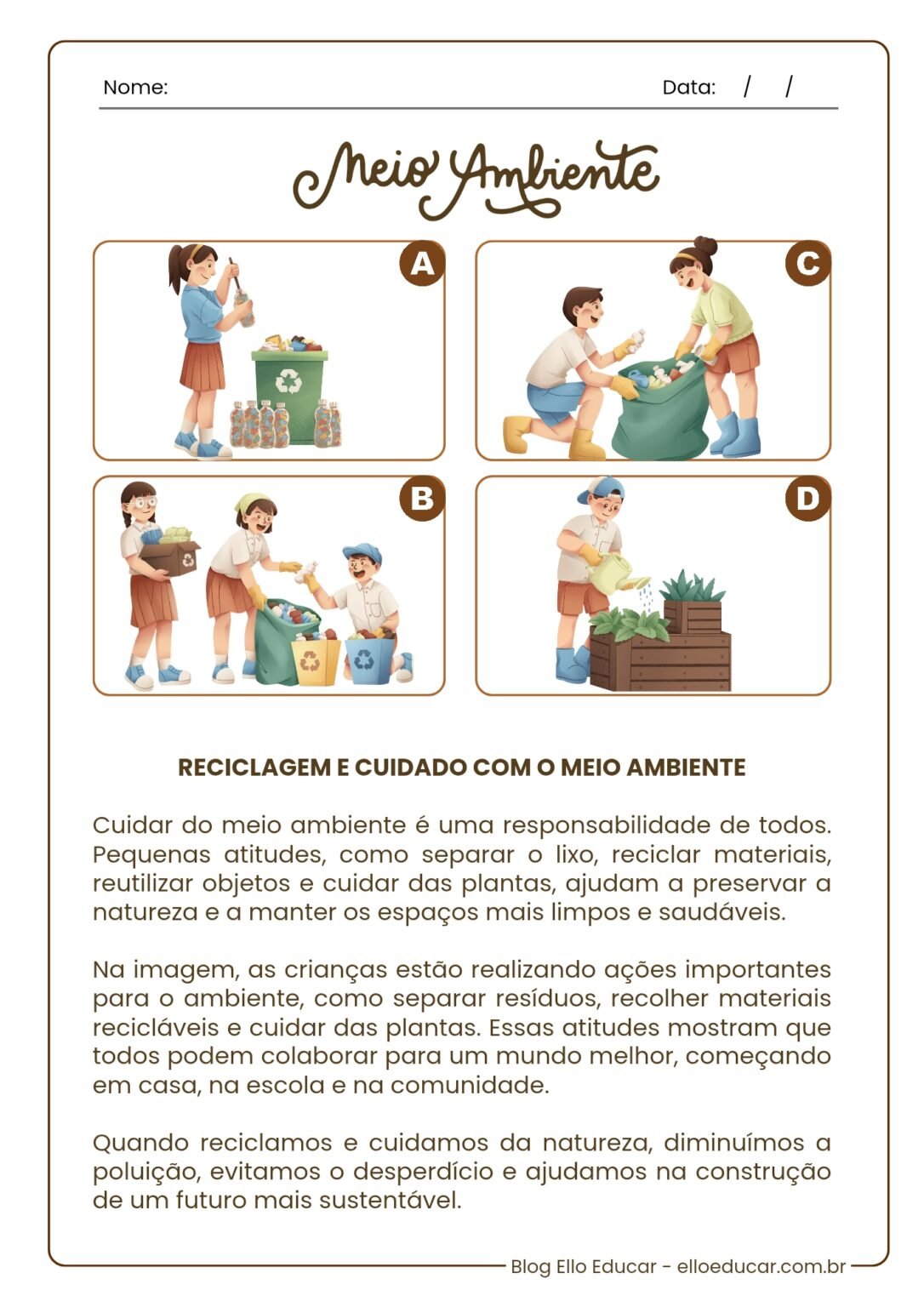 Atividades sobre Meio Ambiente 4° e 5° ano: PDF + Plano de aula - Ello ...