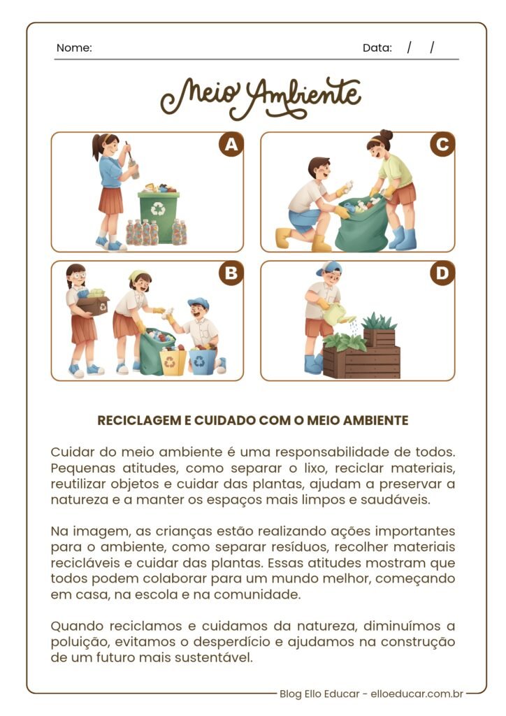 Atividades sobre Meio Ambiente 4° e 5° ano