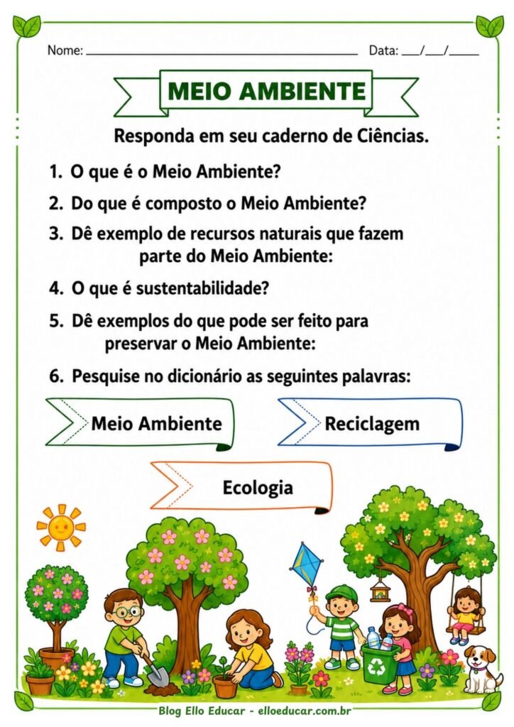 Atividades sobre Meio Ambiente para 4° ano