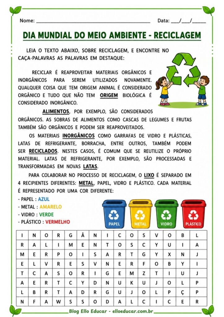 Atividades sobre Meio Ambiente para 4° ano