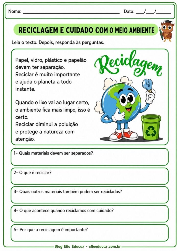 Atividades sobre Meio Ambiente para 4° ano