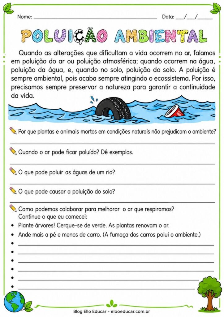 Atividades sobre Meio Ambiente para 4° ano