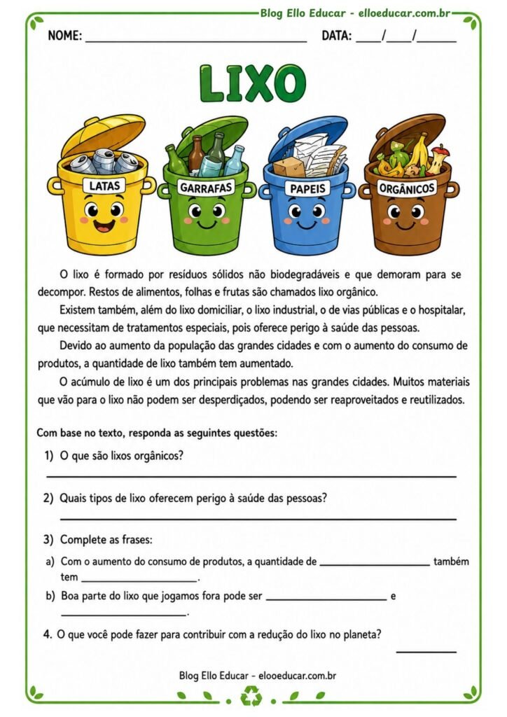 Atividades sobre Meio Ambiente para 4° ano
