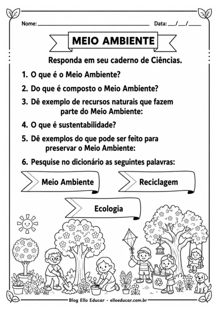 Atividades sobre Meio Ambiente para 4° ano