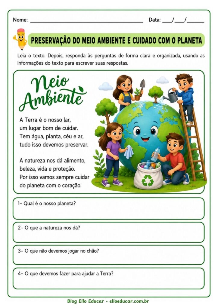 Atividades sobre Meio Ambiente para 4° ano