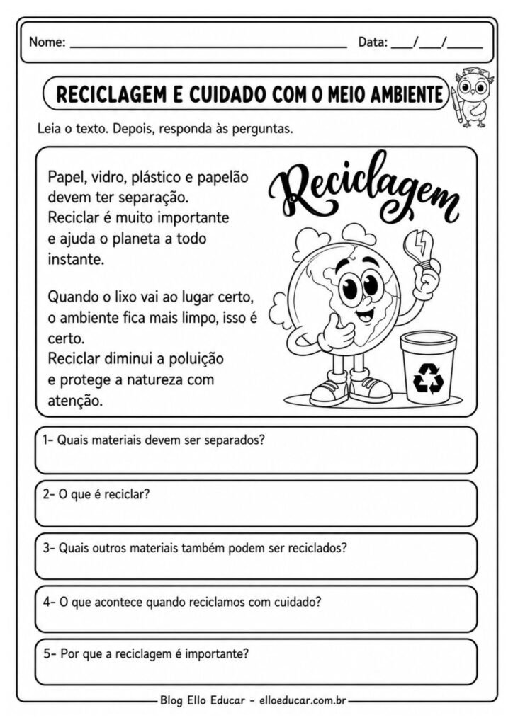 Atividades sobre Meio Ambiente para 4° ano