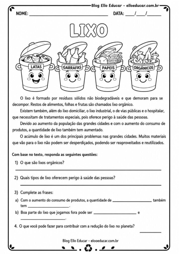 Atividades sobre Meio Ambiente para 4° ano