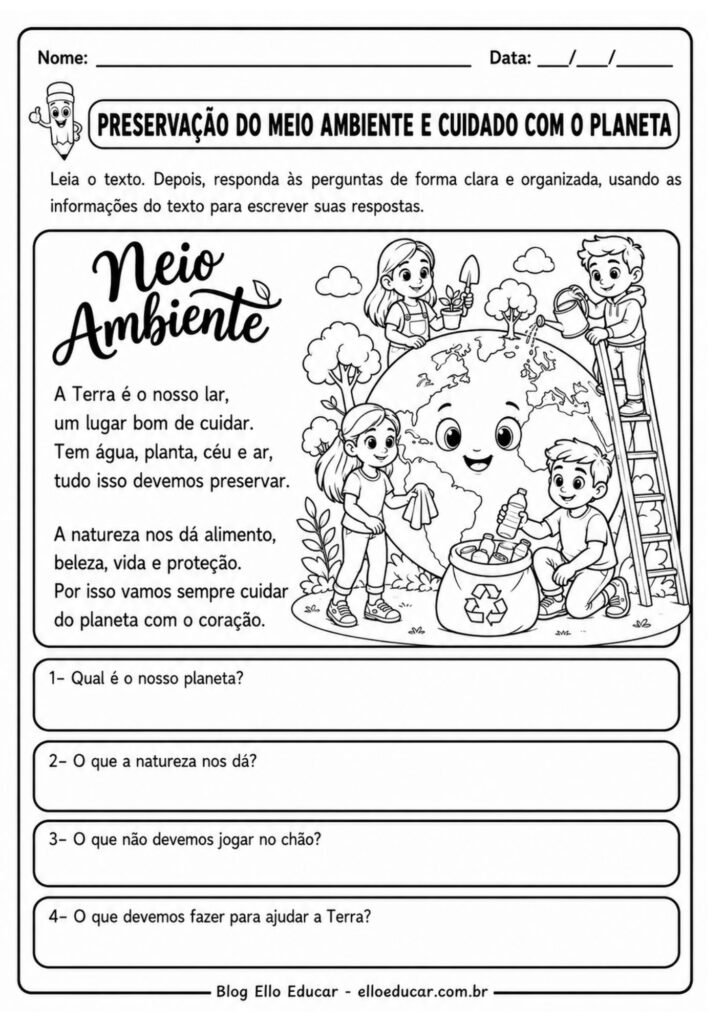 Atividades sobre Meio Ambiente para 4° ano