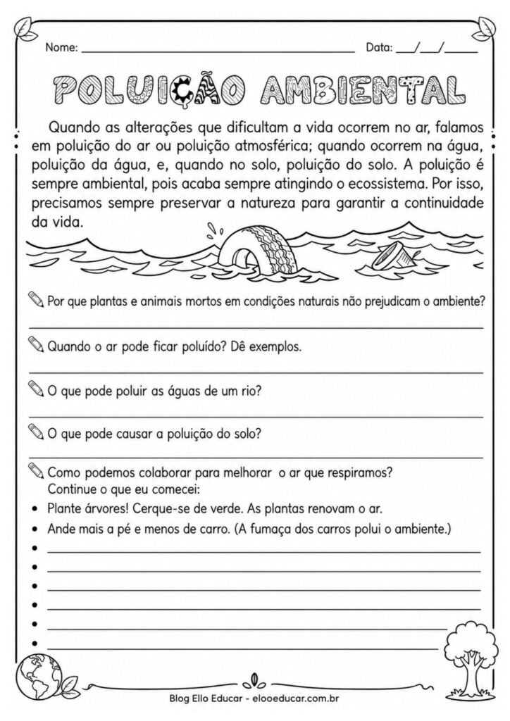 Atividades sobre Meio Ambiente para 4° ano