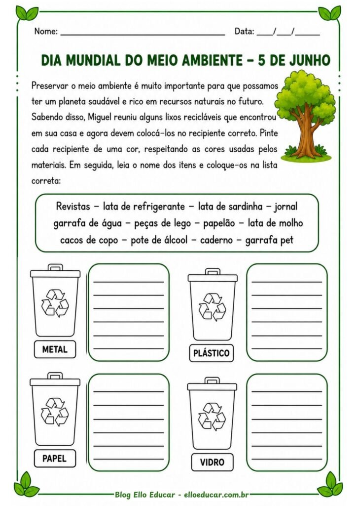 Atividades sobre Meio Ambiente para 5° ano