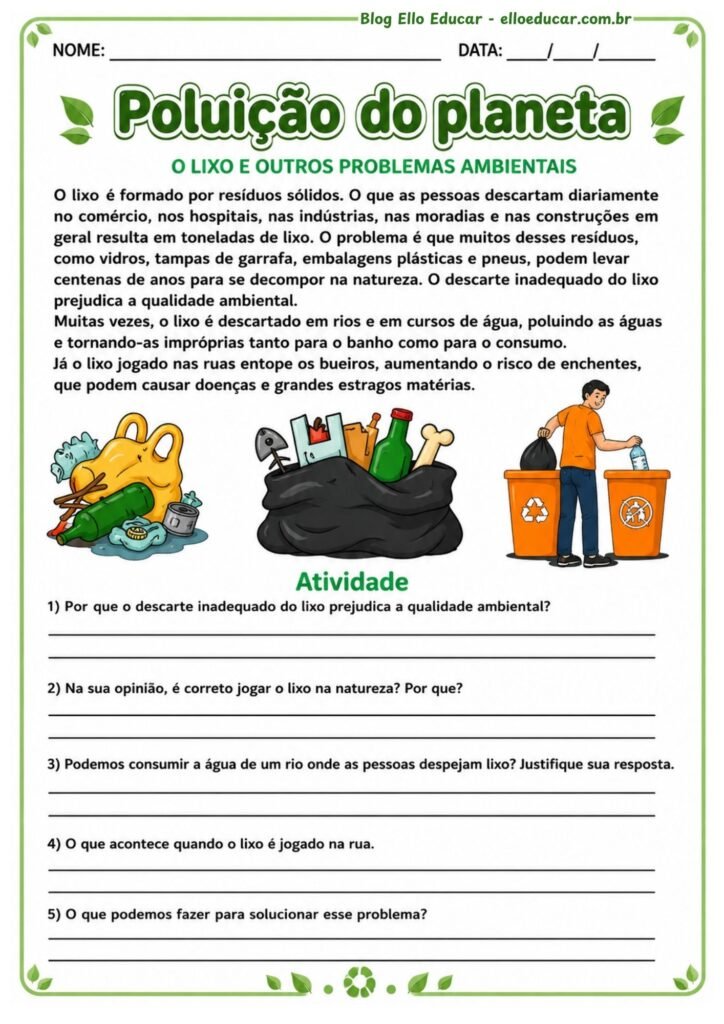 Atividades sobre Meio Ambiente para 5° ano