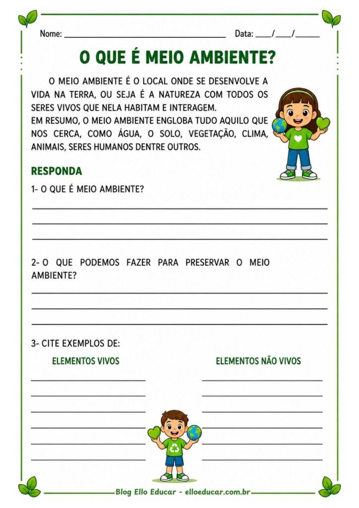Atividades sobre Meio Ambiente para 5° ano
