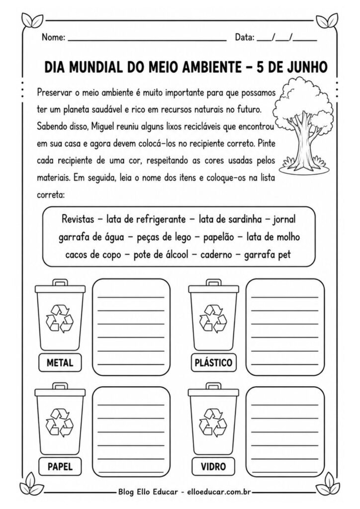 Atividades sobre Meio Ambiente para 5° ano