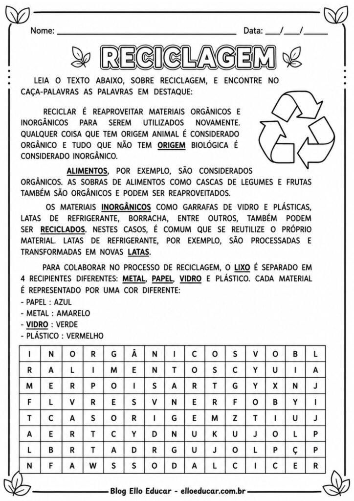 Atividades sobre Meio Ambiente para 5° ano