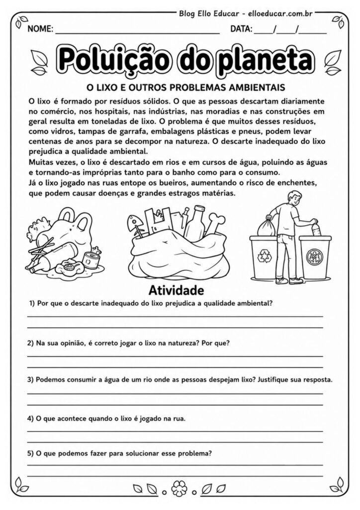 Atividades sobre Meio Ambiente para 5° ano