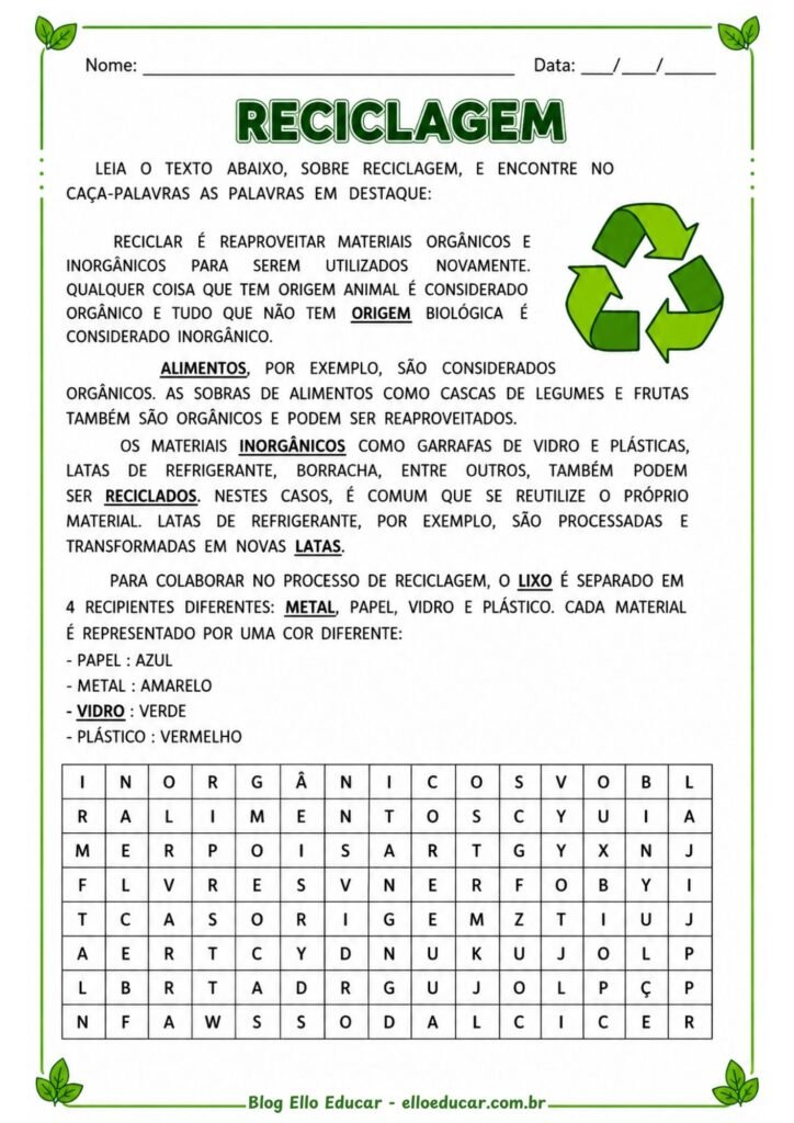 Atividades sobre Meio Ambiente para 5° ano