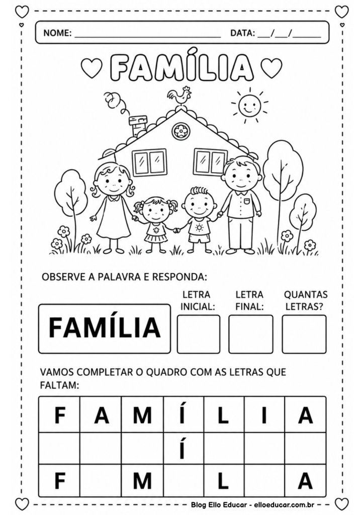 Atividades sobre família para Educação Infantil
