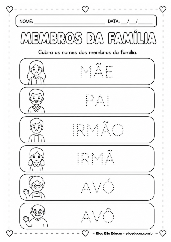 Atividades sobre família para Educação Infantil