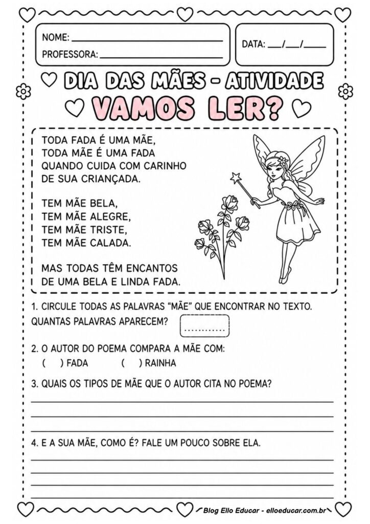 Atividades sobre Dia das Mães para 2° ano