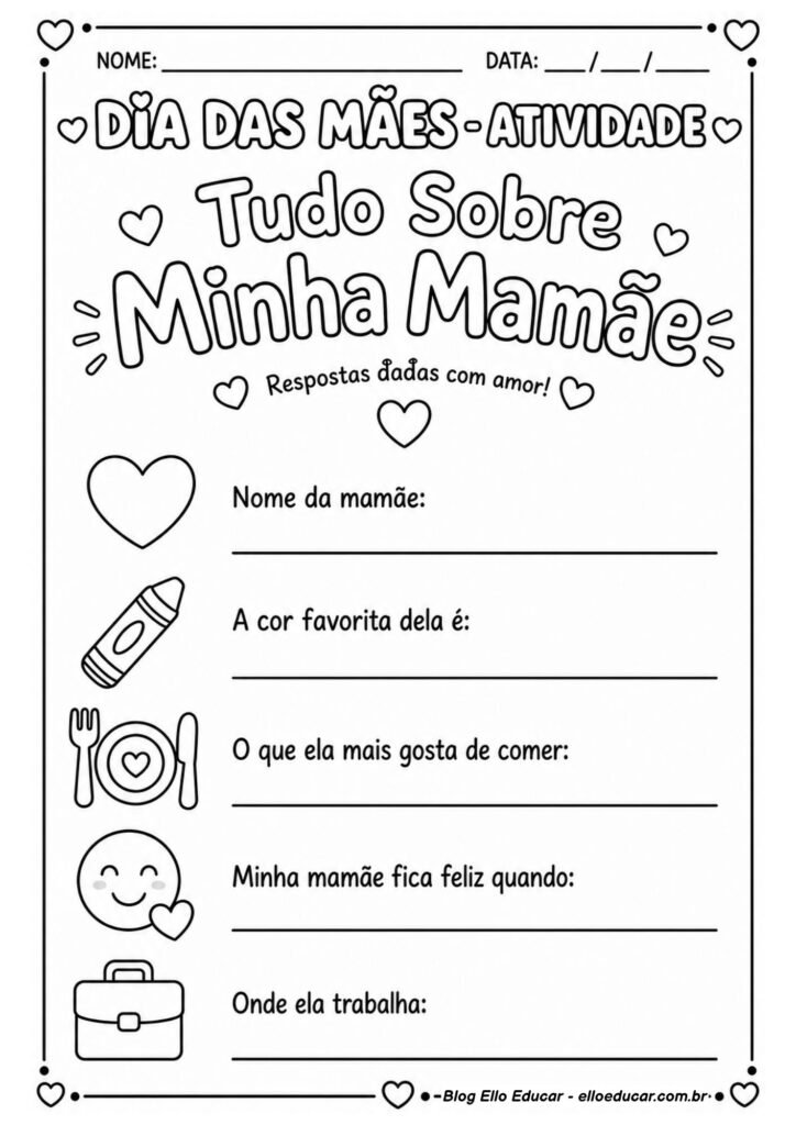 Atividades sobre Dia das Mães para 2° ano