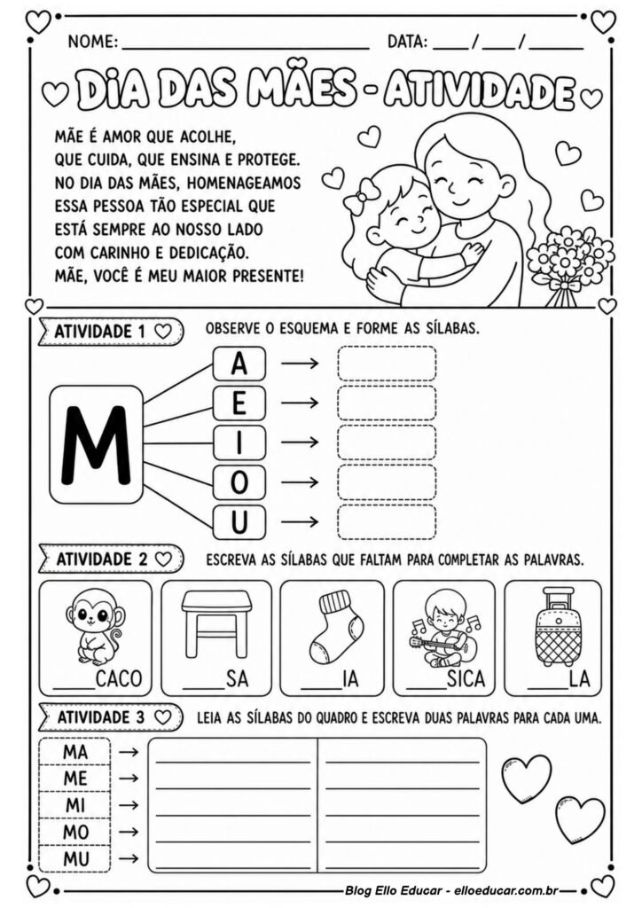 Atividades sobre Dia das Mães para 2° ano