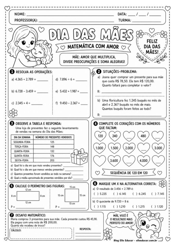 Atividades sobre o Dia das Mães para 5° ano