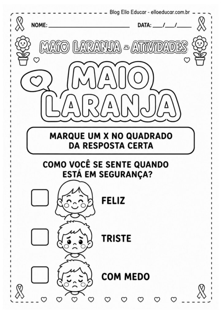 Atividades sobre o Maio Laranja Educação Infantil