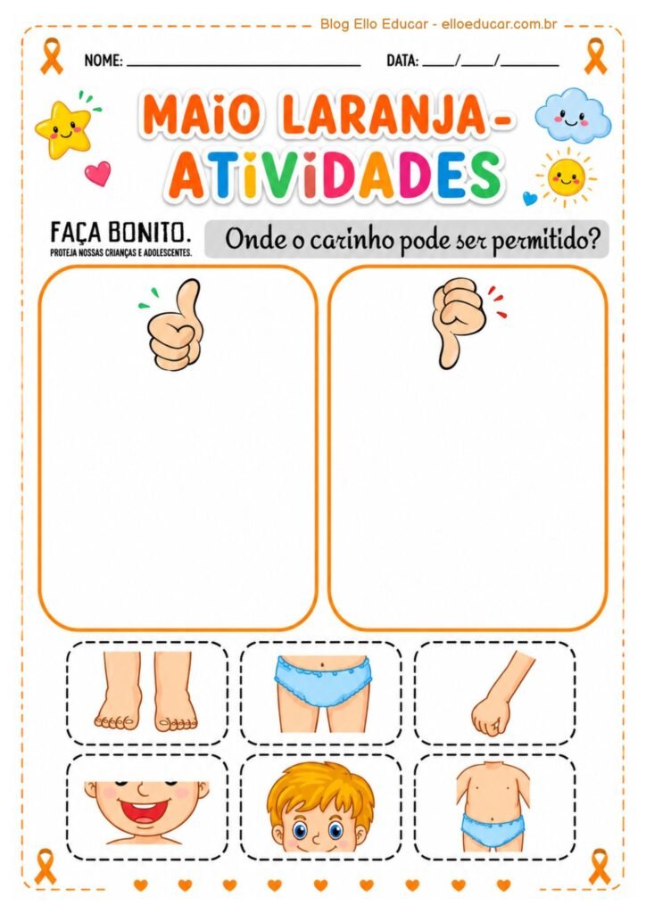 Atividades sobre o Maio Laranja Educação Infantil