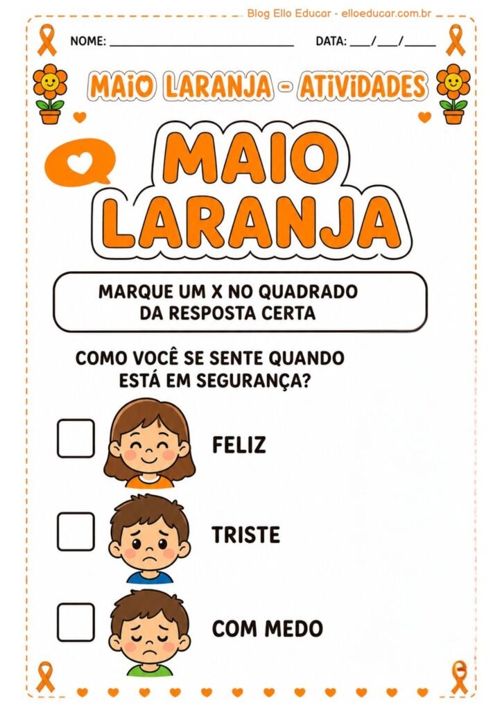 Atividades sobre o Maio Laranja Educação Infantil