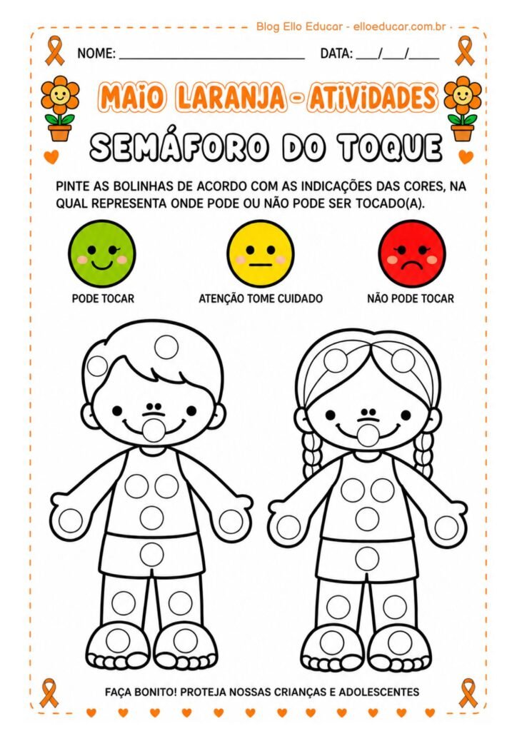 Atividades sobre o Maio Laranja Educação Infantil