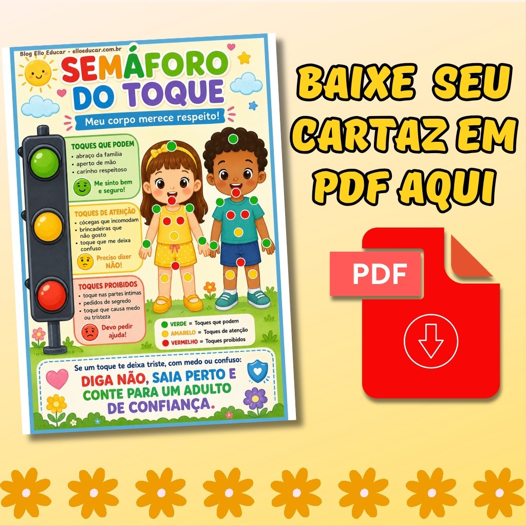 Cartaz de atividade interativa com Semáforo do Toque