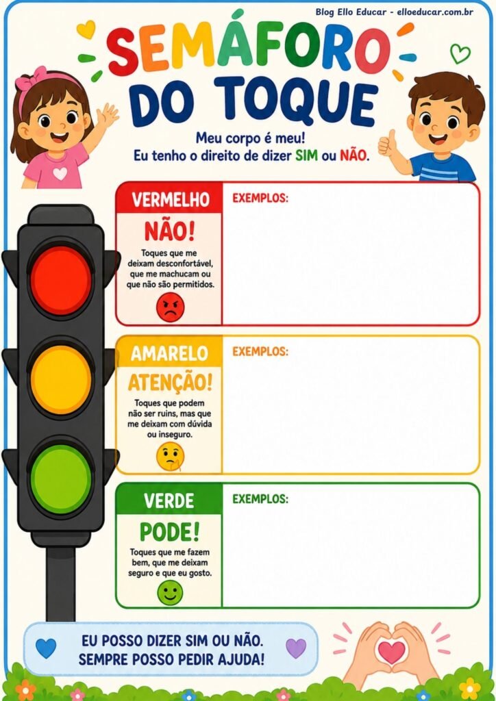 Cartaz de atividade interativa com Semáforo do Toque