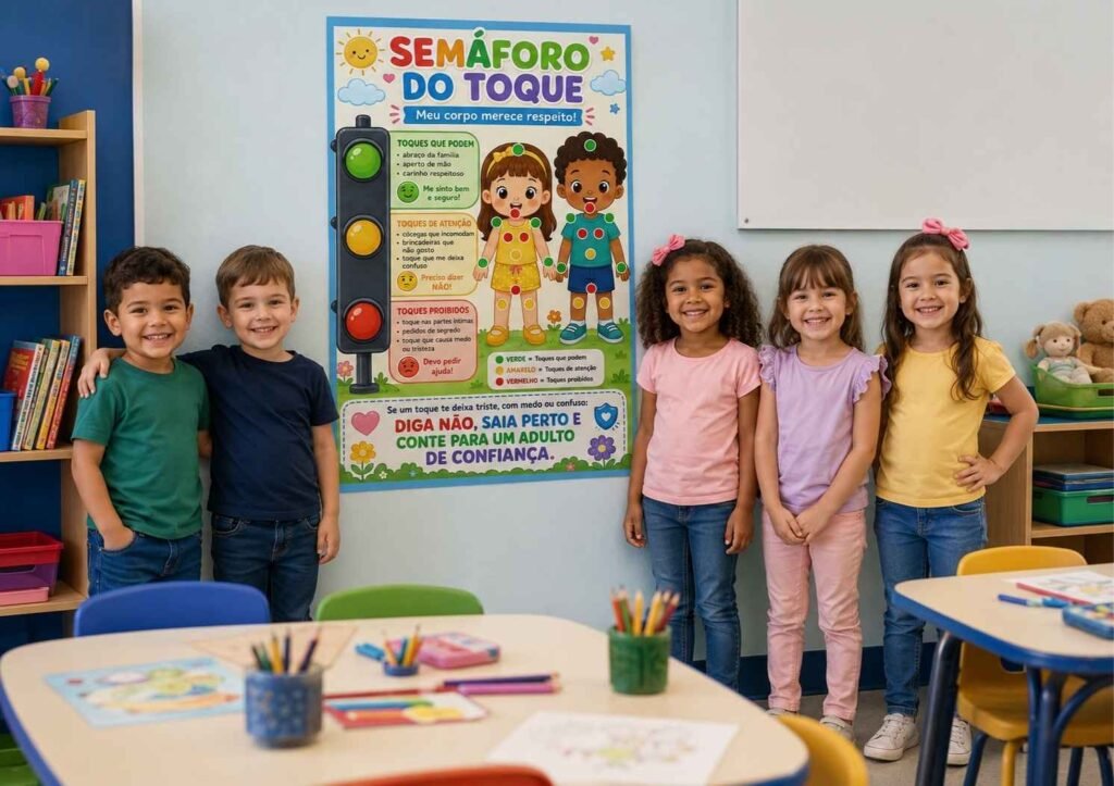 Cartaz do Semáforo do Toque em sala de aula