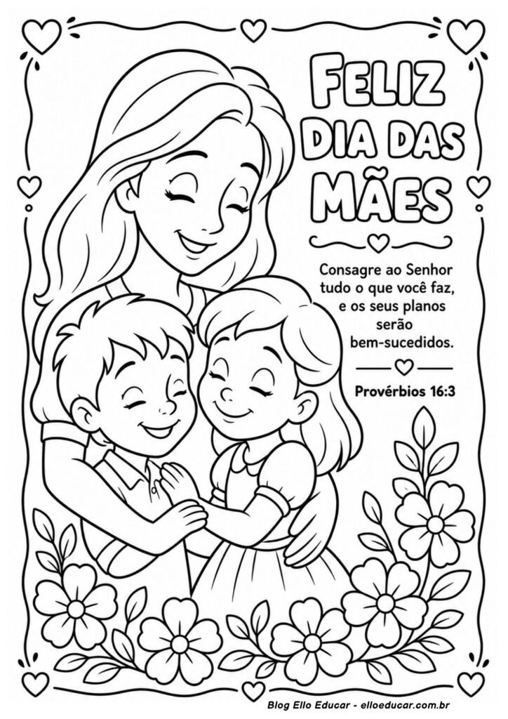 Desenho do Dia das Mães para colorir