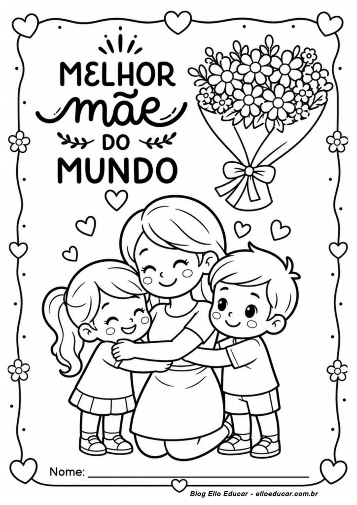 Desenho do Dia das Mães para colorir