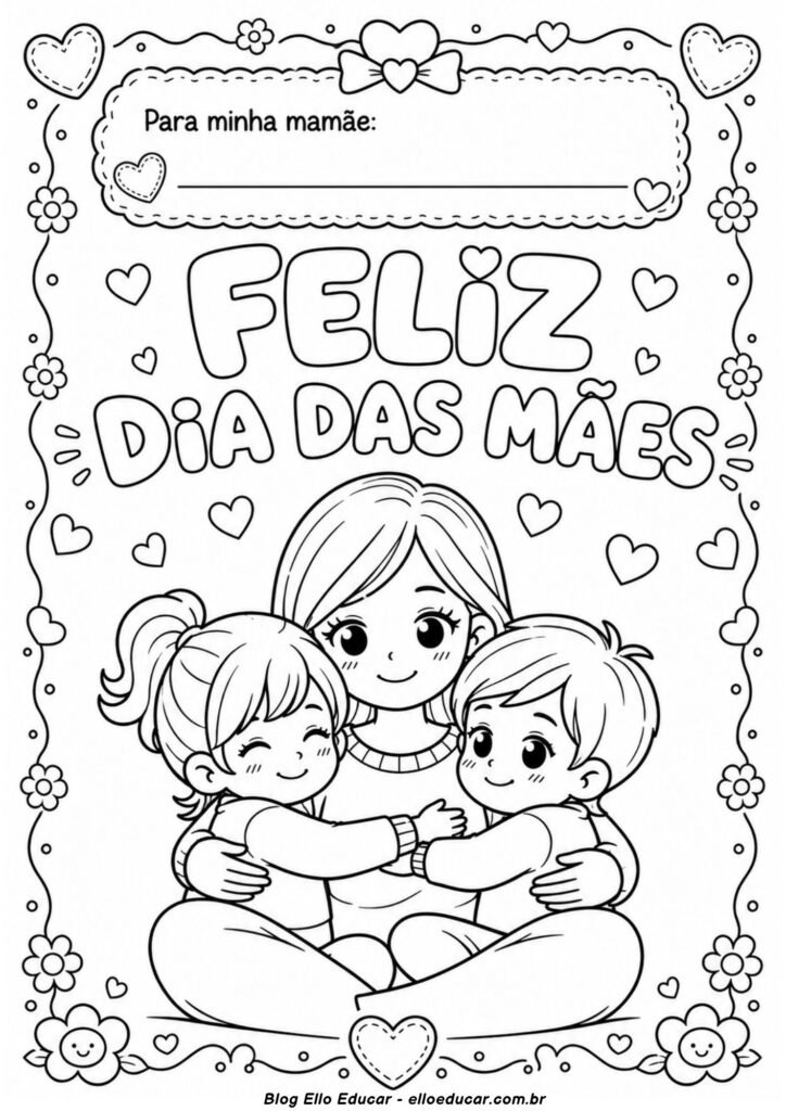 Desenho do Dia das Mães para colorir