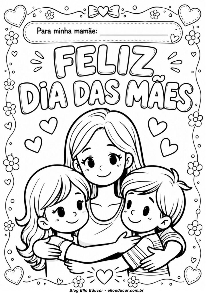 Desenho do Dia das Mães para colorir