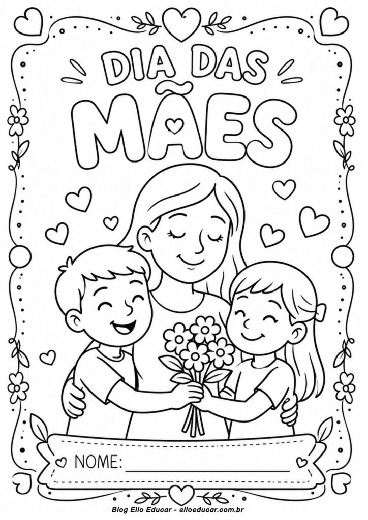 Desenho do Dia das Mães para colorir