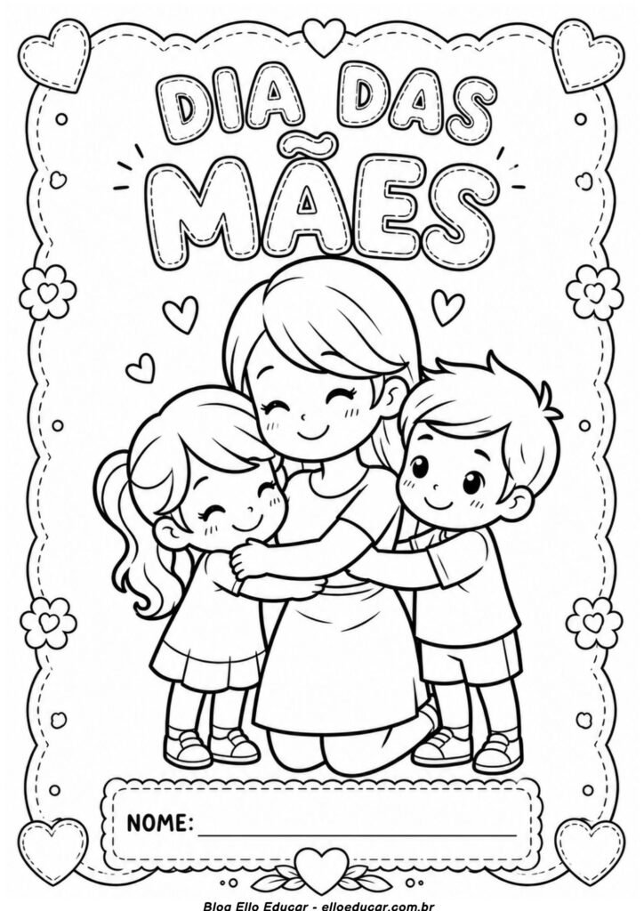 Desenho do Dia das Mães para colorir