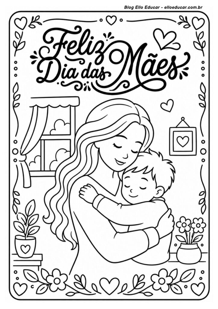 Desenho do Dia das Mães para colorir