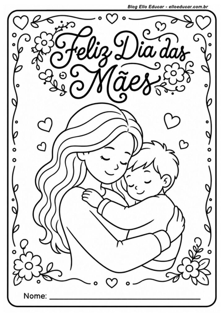 Desenho do Dia das Mães para colorir