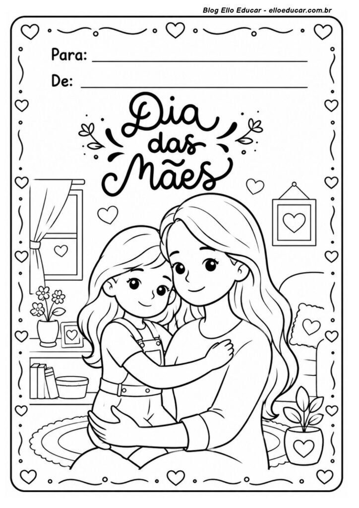 Desenho do Dia das Mães para colorir